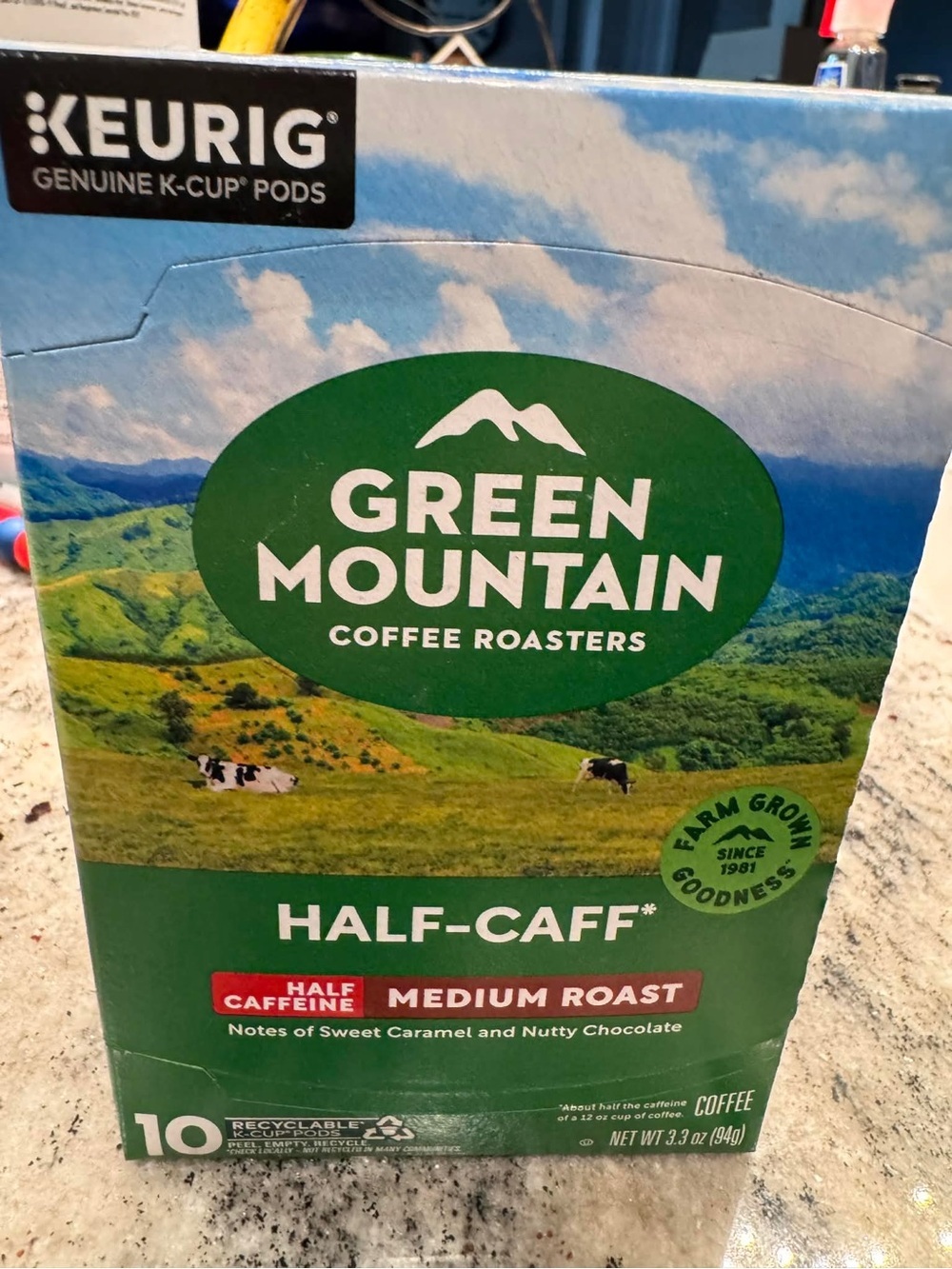Keurig Green Mountain Half-Caff Medium Roast K-Cup Pods - Green 10 COUNT